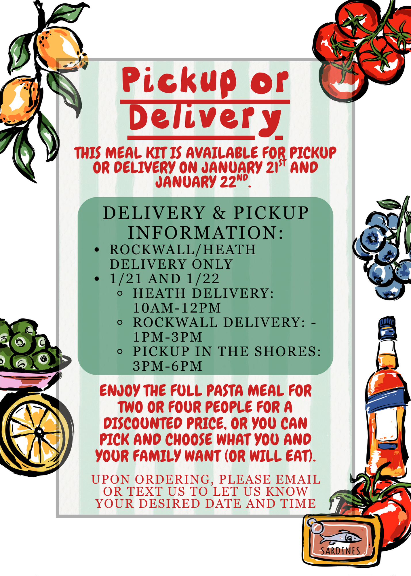 Pasta Meal Kit (January 21st & January 22nd)